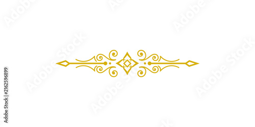 Elegant gold vintage decorative divider isolated on transparent background