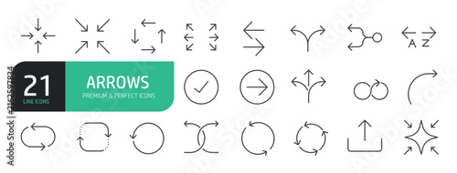 Set Of Arrows Icons. Outline Symbols Elements Collection