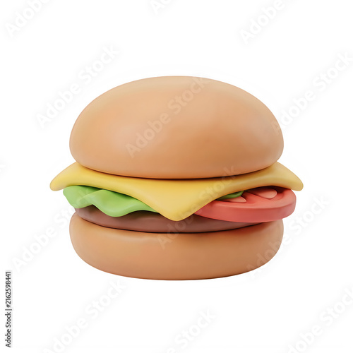 A tasty 3d cheeseburger icon isolated on a transparent background isolated on transparent background