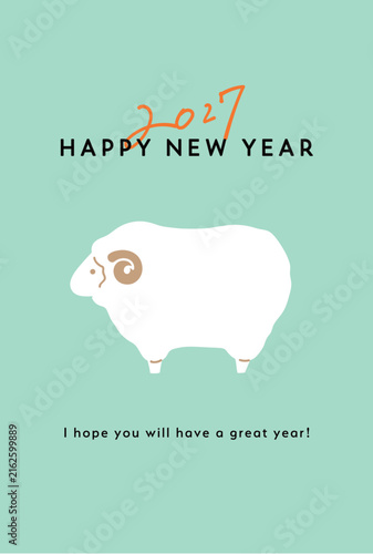 Tapety artystyczne 2027年未年の年賀状イラスト 羊 ひつじ 羊年 デザイン シンプル 新年 干支 正月 かわいい