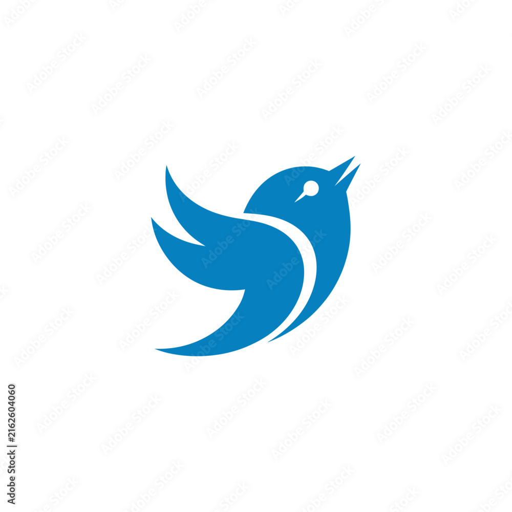 Naklejka premium Blue bird silhouette against a black background a stylized avian form