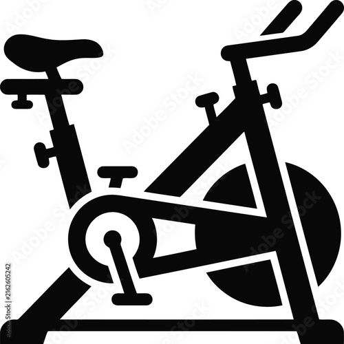 Stationary bicycle silhouette in clean studio lighting against a white background for fitness and exercise concepts