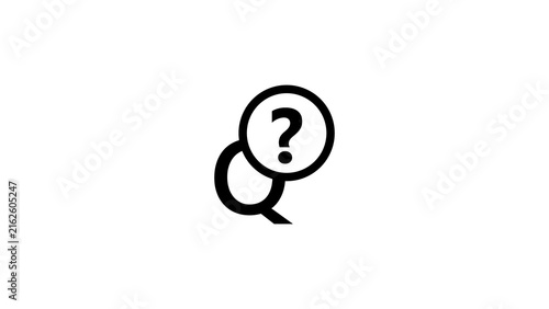 Question mark inside circle overlapping letter Q icon for quiz and FAQ portal design use
