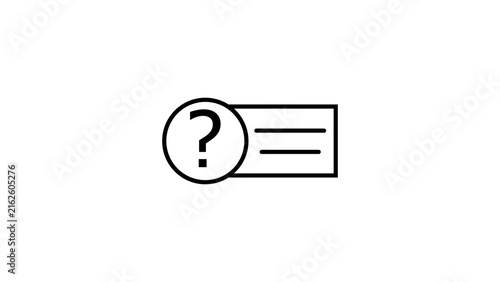 Circular chat bubble with question mark and text lines icon for customer support portal