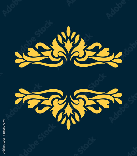 Elegant yellow floral filigree ornament divider for luxury decorative design