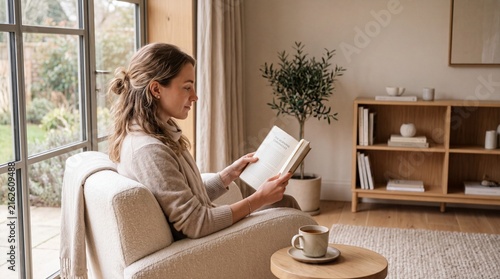 young woman reading a book