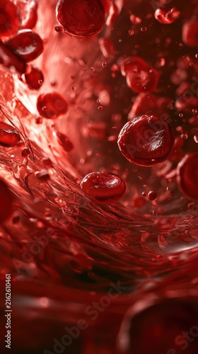 Red Blood Cells Flowing Through Bloodstream Macro Medical Illustration
