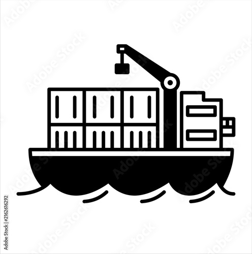 Container Cargo Ship International Shipping Icon