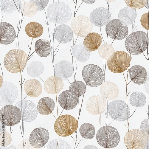 Beige leaves branches seamless pattern background


