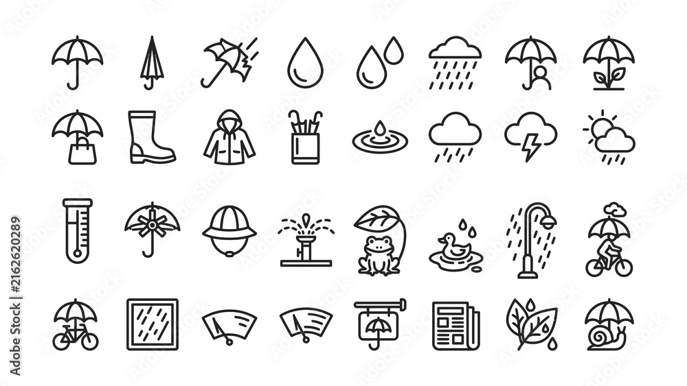 Fototapeta premium Collection of weather related icons with transparent background for various uses