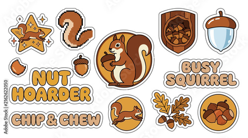 Cute Autumn Squirrel Sticker Pack Y2K Aesthetic Fall Clipart Collection