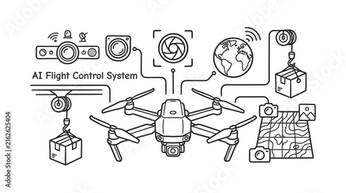 AI flight control system diagram details autonomous drone capabilities.