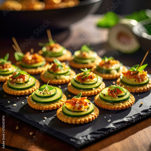 Elegant Cucumber and Salmon Canaps for Appetizer Platters