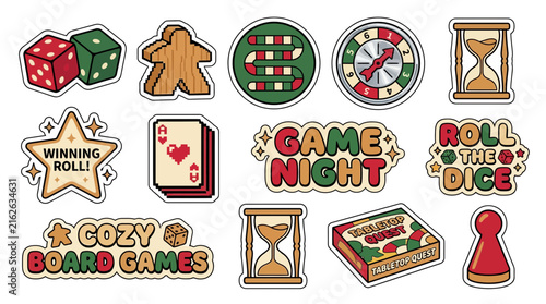 Autumn Themed Board Game Night Sticker Pack Y2K Aesthetic