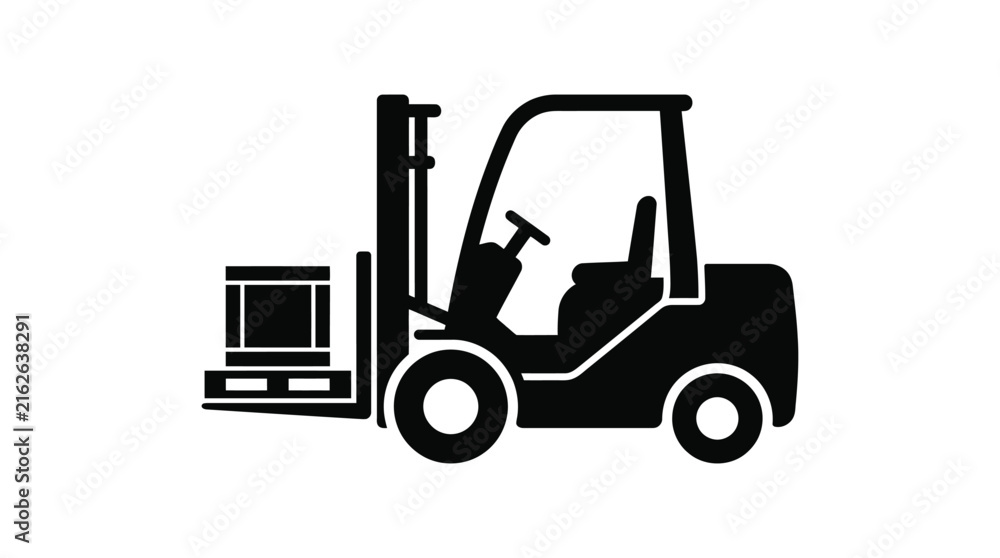 Naklejka premium Forklift truck silhouette against a white background industrial machinery depiction