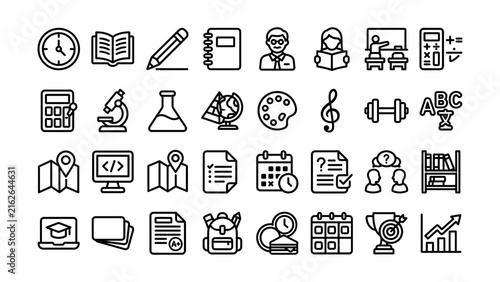 Collection of educational and professional icons with transparent background