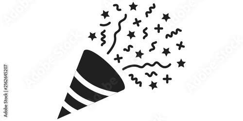Fotografie Party popper celebration symbol flat icon with confetti transparent png