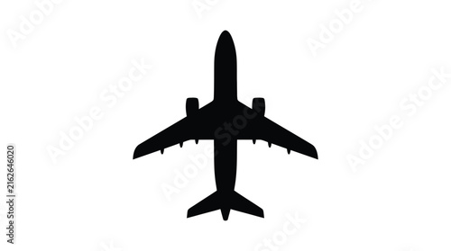 Airplane silhouette against a white background depicts aerial transportation