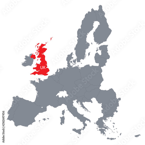 European Union borders and UK separate.