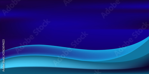 Deep blue abstract background with light blue wavy shapes and soft shadows for digital graphics.