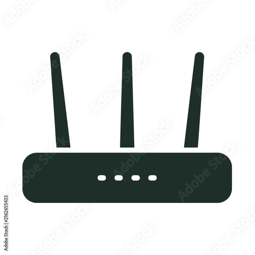 Modern black dual-band Wi-Fi router with three high-gain antennas for fast internet connectivity