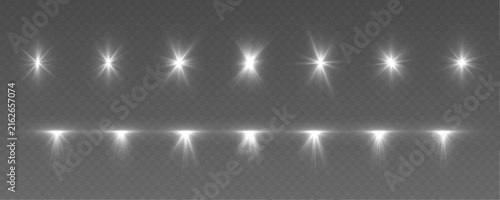 Collection of straight light streaks with radiant shine and soft glow. Fast beams create a clean modern motion effect. Transparent PNG illustration.