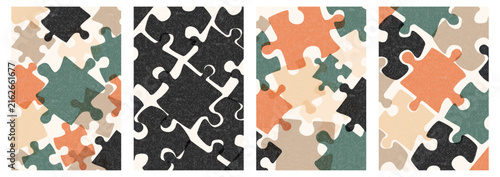 Puzzles background set. Beautiful vintage banners.