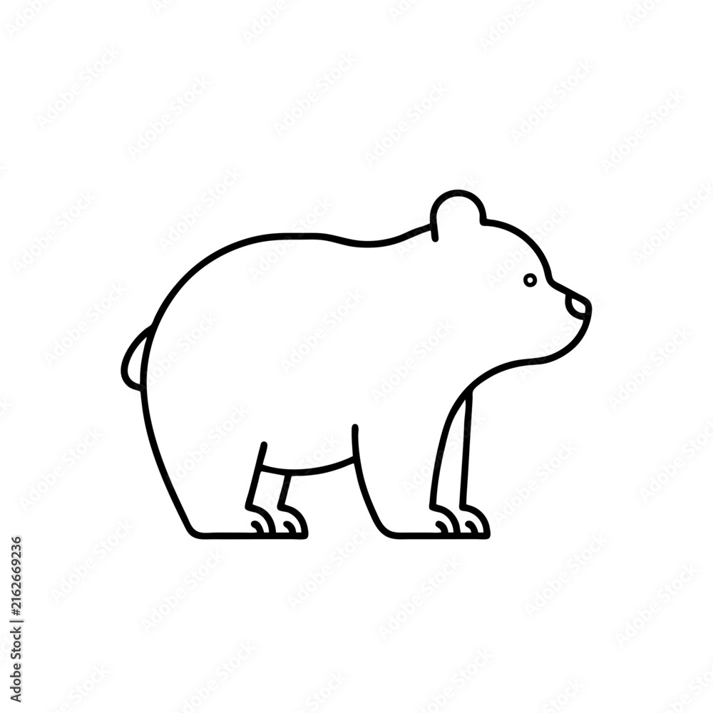 Obraz premium Cute standing bear line art vector icon