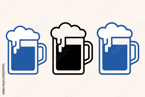 simple Beer mugs set naive doodle vector illustration	