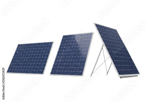 Set of solar panels isolated on transparent background
