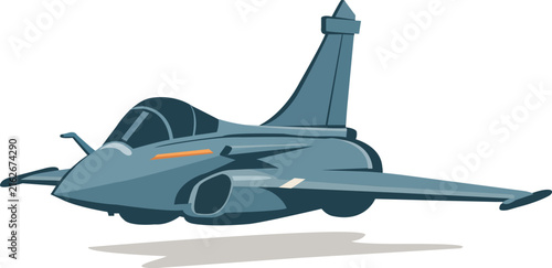 Modern Fighter Jet Aircraft Side View Vector Illustration