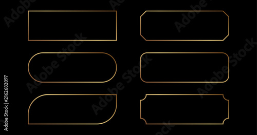 Thin gold rectangle frames with luxurious metallic edges. Premium borders ideal for elegant invitations, certificates and awards.