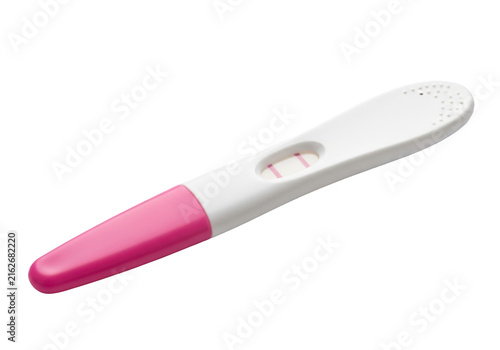 Pregnancy test with two pink lines isolated on transparent background