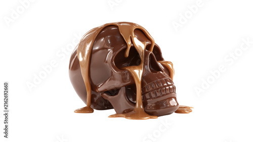 Melting chocolate skull candy for spooky celebrations