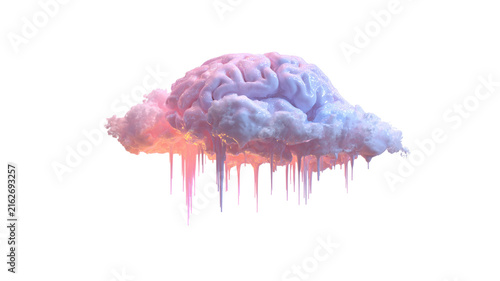 Brain cloud dripping pink light abstract effect
