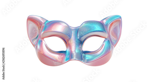 Iridescent cat face mask for masquerade