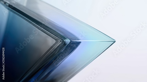 Blue and Teal Glass Block Abstractly Entering White Frame