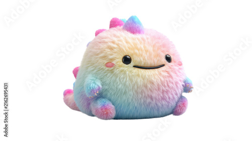 Cute pastel rainbow dinosaur plush toy chubby kawaii character