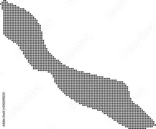Curacao dotted map with circular dot pattern, abstract vector geographic silhouette on blue background