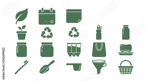 Eco Friendly Zero Waste Icon Set