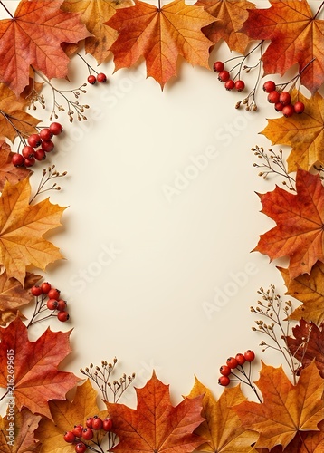 Autumn leaves border background 