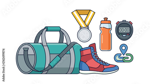 Fitness and Sports Equipment Vector Icons Set