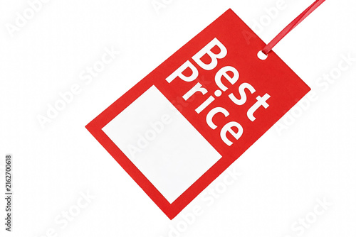 Fotografía Red Best Price Tag with White Space for Price Writing