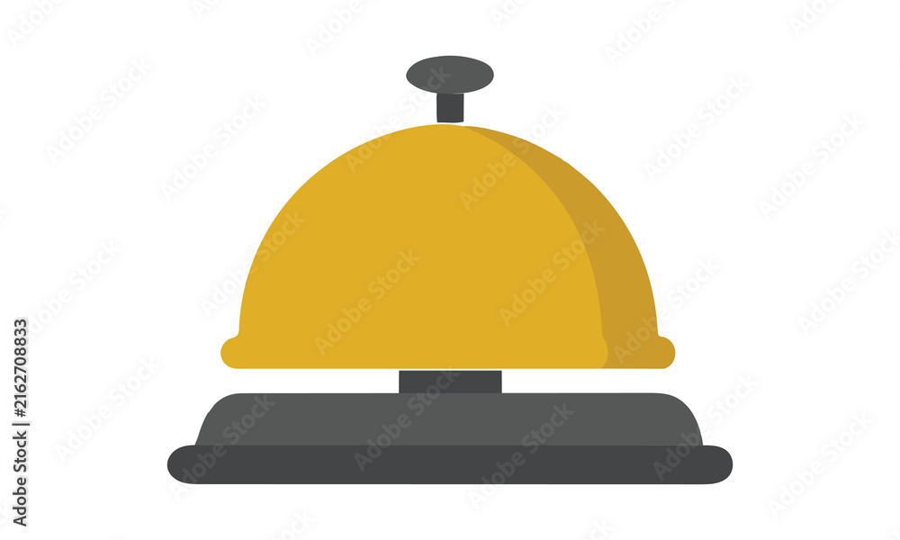 Fototapeta premium Simple illustration of a golden hotel service bell on a dark gray base