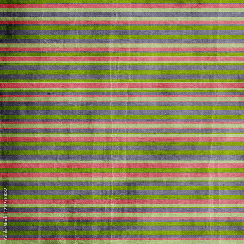 Textured horizontal stripes in green, coral pink, gray and dark purple, colorful rustic fabric pattern ideal for textiles, wallpaper, crafts, packaging and contemporary backgrounds.