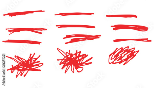 Red Paint Strokes and Brushes with Heart and Chili Pepper Symbols for Love, Food, Spice, Valentine Design and Artistic Vector Elements