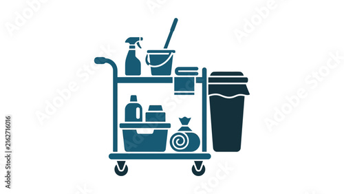 Janitorial Cleaning Cart Vector Illustration