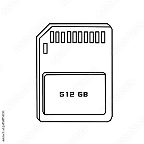Fotografie 512 GB Micro SD Memory Card Storage Line Icon Isolated on Transparent Background
