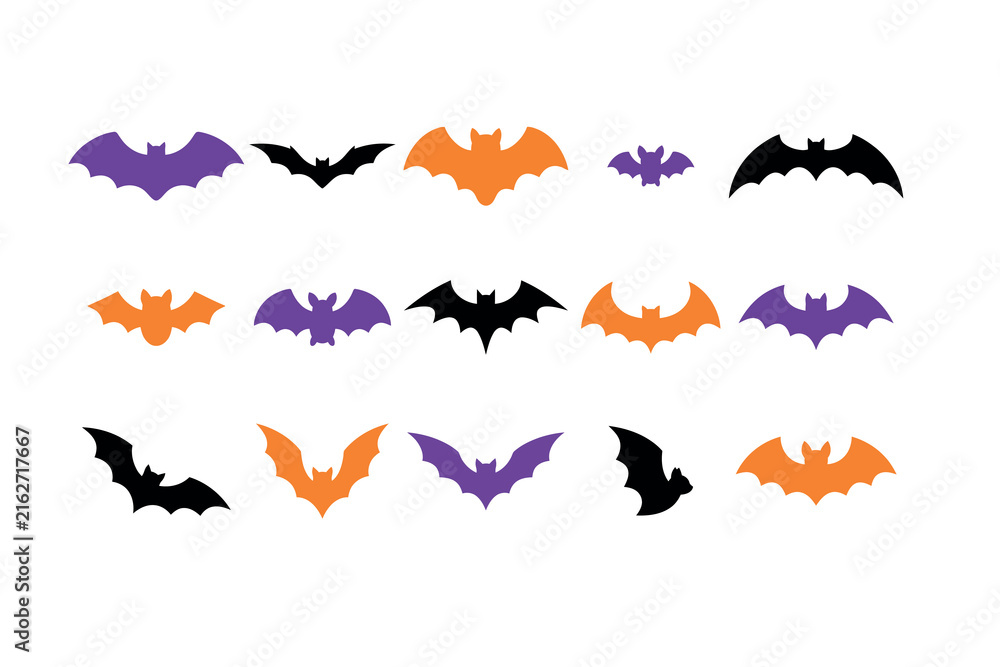 Fototapeta premium Halloween Bats Clipart Vector Pack Spooky Flying Animal Silhouette Assortment