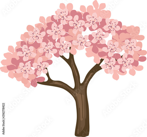 Plum tree blossom with pink flowers